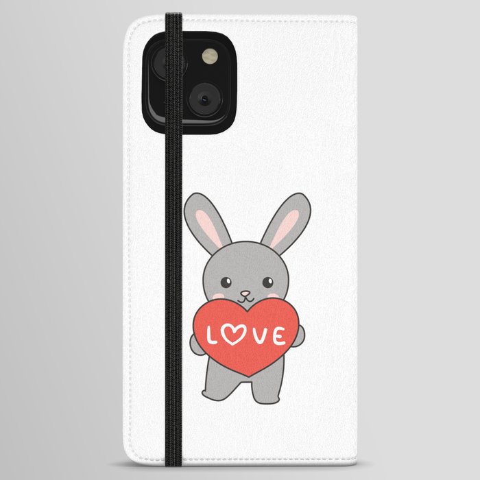 Bunny For Valentine's Day Cute Animals With Hearts iPhone Wallet Case