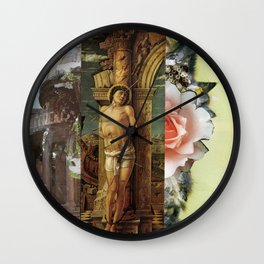 cats and roses Wall Clock