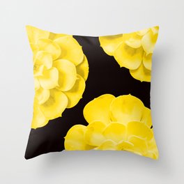 Large Yellow Succulent On Black Background #decor #society6 #buyart Throw Pillow