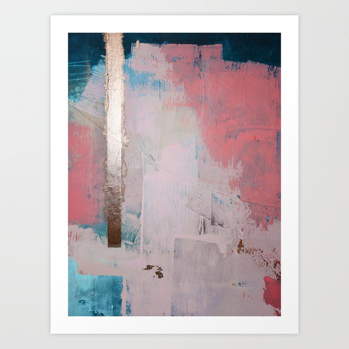 Morning Light A Minimal Abstract Mixed Media Piece In Pink Gold