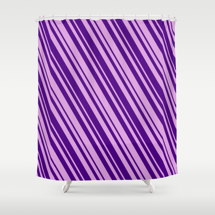 Plum and Indigo Colored Lines/Stripes Pattern Shower Curtain