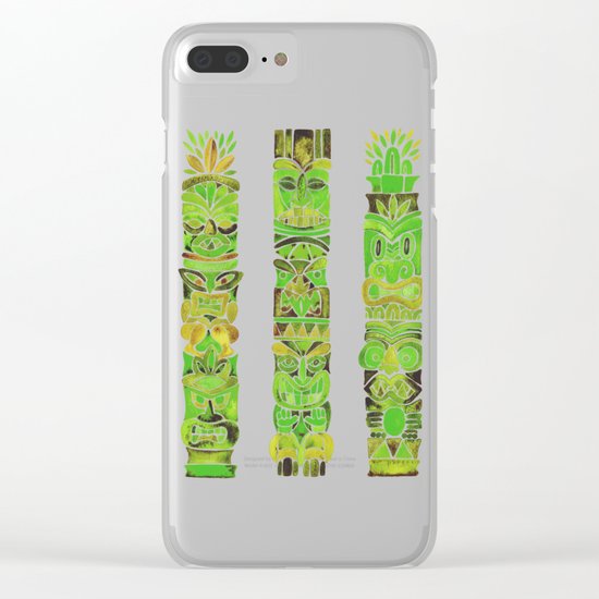 Tiki Totems – Green Clear iPhone Case