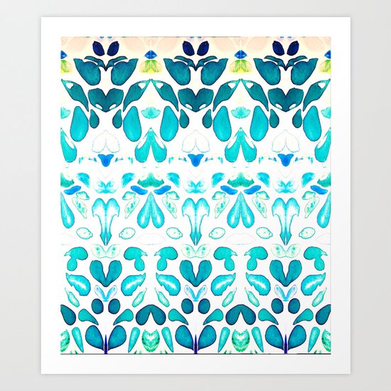 Memories of Summer, Bright Sea Blue and Yellow Art Print