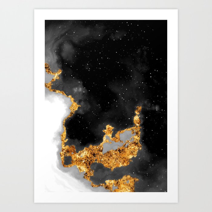 100 Starry Nebulas in Space Black and White 003 (Portrait) Art Print