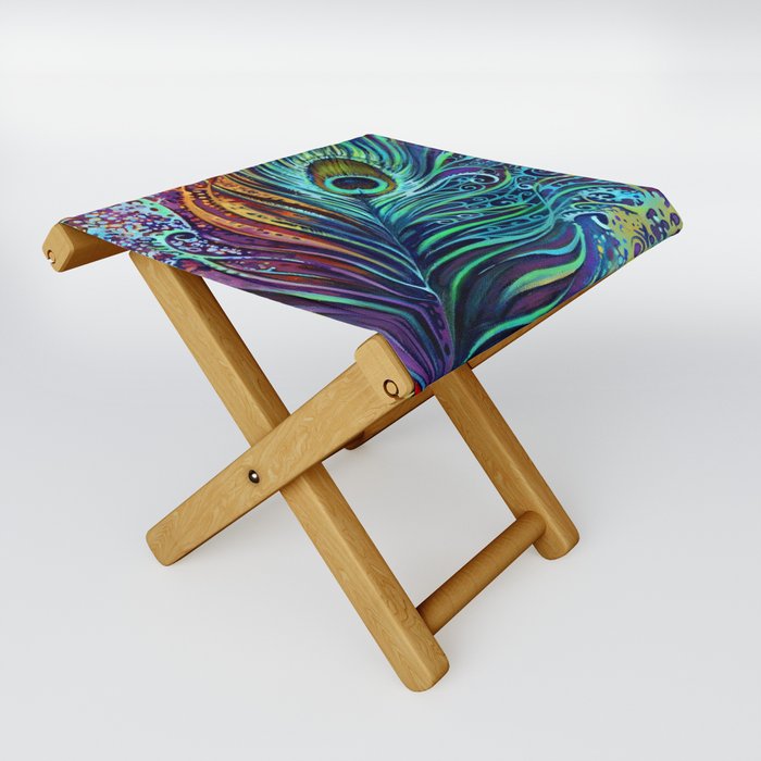 Peacock Feather by Laura Zollar Folding Stool