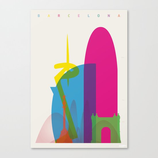Shapes of Barcelona. Accurate to scale Canvas Print