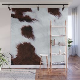 White Cowhide with Brown Spots Wall Mural