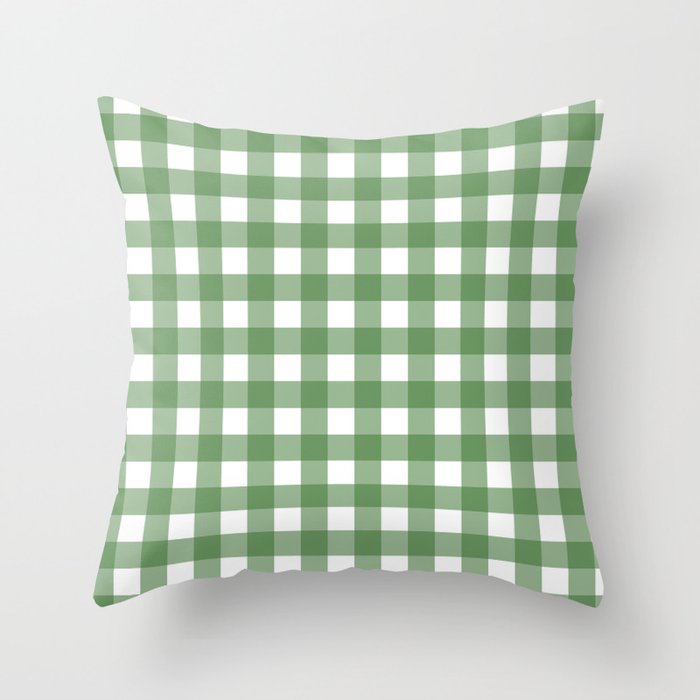 Green & White Gingham  Throw Pillow