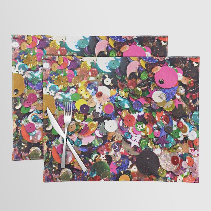 Colorful Glitter Sequins Sparkle Glitter Placemat