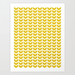 mustard chevron Art Print