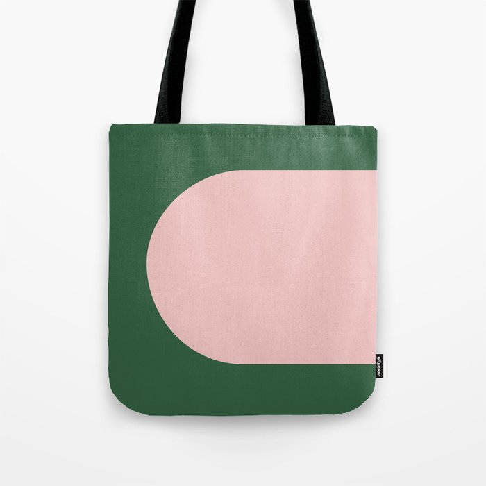 Margo Collection: Minimalist Modern Geometric Pink on Green Tote Bag