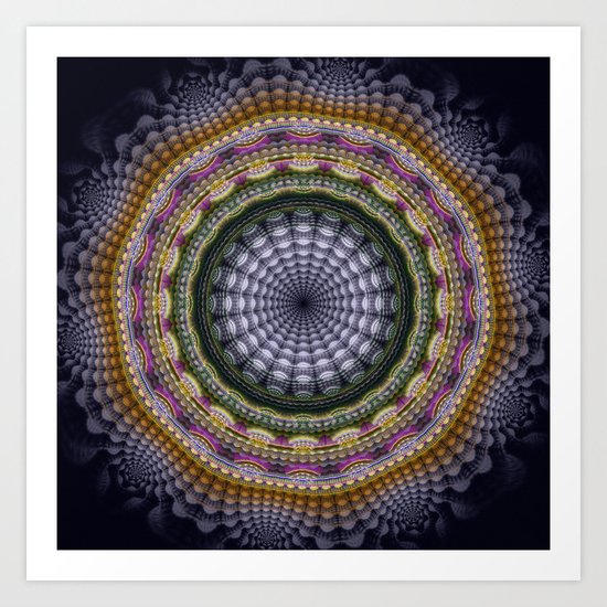 Mandala with optical effects and tribal patterns Art Print