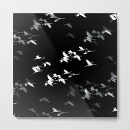 Abstract Black and White Crane Flock #decor #society6 #buyart Metal Print | Black And White, Wing, Photo, Illustration, Wild, Bird, Animal, Decor, Greeting, Group 