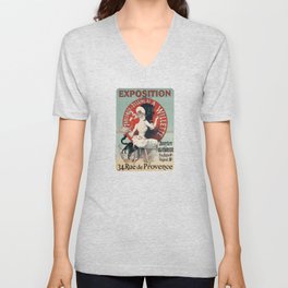 Jules Cheret Exposition De Tableaux And Dessins De A. Willette Black Cat And Woman V Neck T Shirt