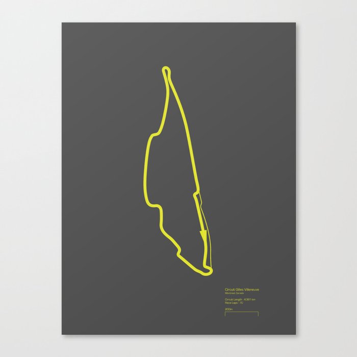F1 Circuit Infographic- Circuit de Gilles Villeneuve, Montreal, Canada Canvas Print