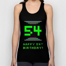 [ Thumbnail: 54th Birthday - Nerdy Geeky Pixelated 8-Bit Computing Graphics Inspired Look Tank Top ]