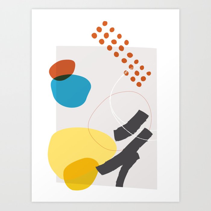 Shape & Hue Series No. 1 – Yellow, Orange & Blue Modern Abstract Art Print