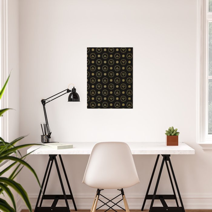 Luxe Gold Black Polka Dot Daisy Pattern Seamless Vector Drawn Texture Poster By Limolida Society6