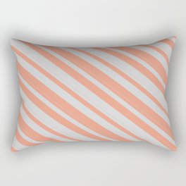[ Thumbnail: Light Gray & Dark Salmon Colored Lines/Stripes Pattern Rectangular Pillow ]