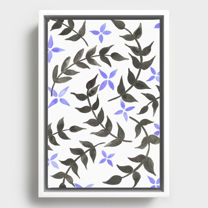 Very peri floral pattern Framed Canvas