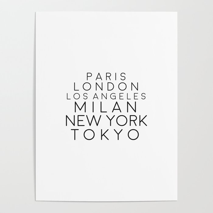 Paris London Los Angeles New York Tokyo Home Decor Fashion Print Wall Art Poster By Vanja Cvetkovic Society6 Paris London Los Angeles New York Tokyo Home Decor Fashion Print Wall Art Poster By Vanja Cvetkovic Society6
