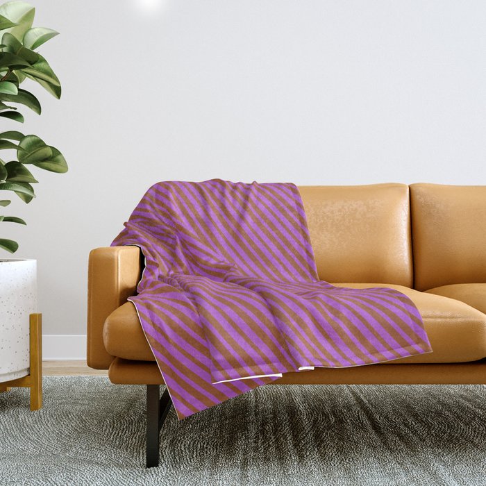 Orchid and Sienna Colored Lines/Stripes Pattern Throw Blanket