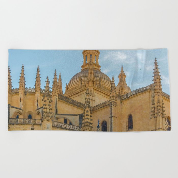 Spain Photography - The Historical Cathedral In Segovia Beach Towel