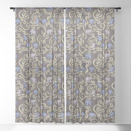 Ornate Elephant Pattern Sheer Curtain