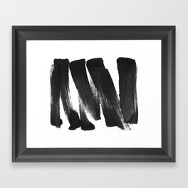 Black Brushstrokes Abstract Ink Painting - Horizontal Framed Art Print