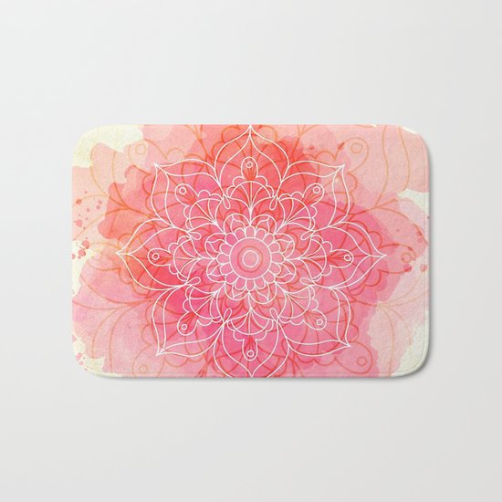 Pink Watercolor Mandala #lifestyle #society6 Bath Mat