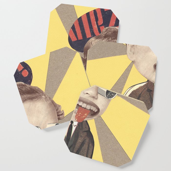 Paper collage, boy. Coaster