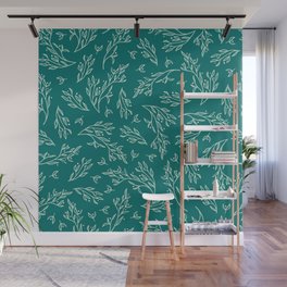 Green floral pattern Wall Mural