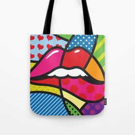 Lips. Sexy. Kiss. Love. Modern pop art work  Tote Bag