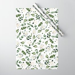 Magnolia Wrapping Paper | Watercolor, Print, White, Paint, Magnolia, Flower, Garden, Pattern, Greenery, Girly 