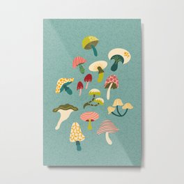 Mushrooms Print Botanical Metal Print