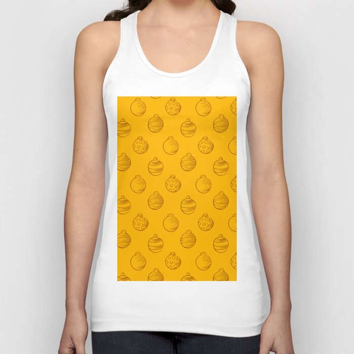 Christmas Pattern Yellow Retro Bauble Tank Top