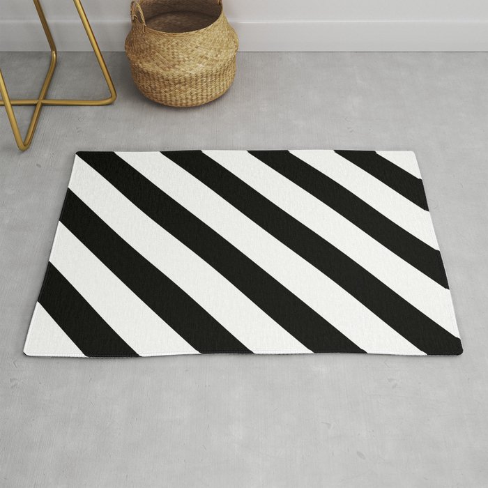 Lowest Price On Site - Diagonal Black and White Stripes Rug