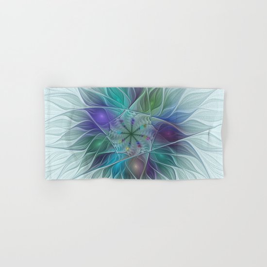 Colorful Fantasy Flower Fractal Art Abstract Hand & Bath Towel