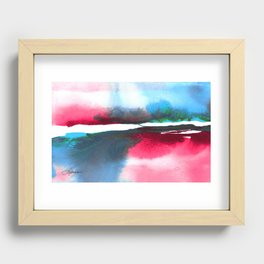Abstract Watercolor Landscapes - Blue, Pink, Teal, Green Recessed Framed Print