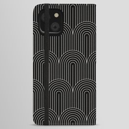 Art Deco Arch Pattern V Black & White iPhone Wallet Case