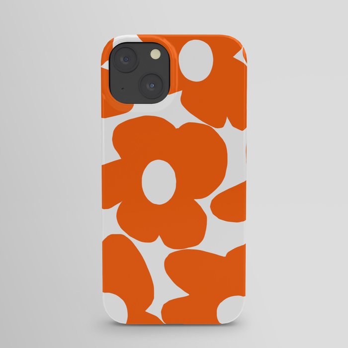 Orange Retro Flowers White Background #decor #society6 #buyart iPhone Case