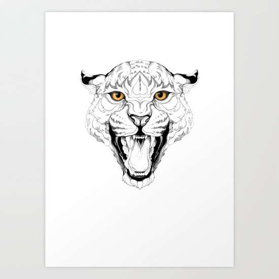 Leopard (black stroke version for t-shirts) Art Print