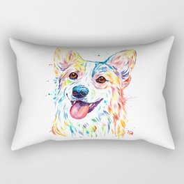 Corgi Colorful Watercolor Pet Portrait Painting Rectangular Pillow