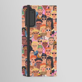 Crowd of diverse people cartoon character group seamless pattern Android Wallet Case