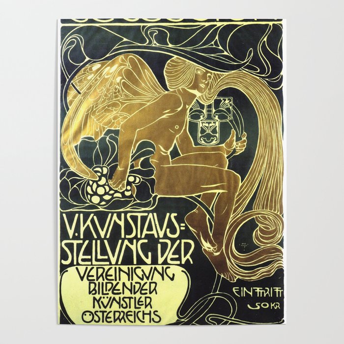 Art Nouveau Vintage Poster by Koloman Moser for the 5th Exhibition of the Wiender Secession Poster