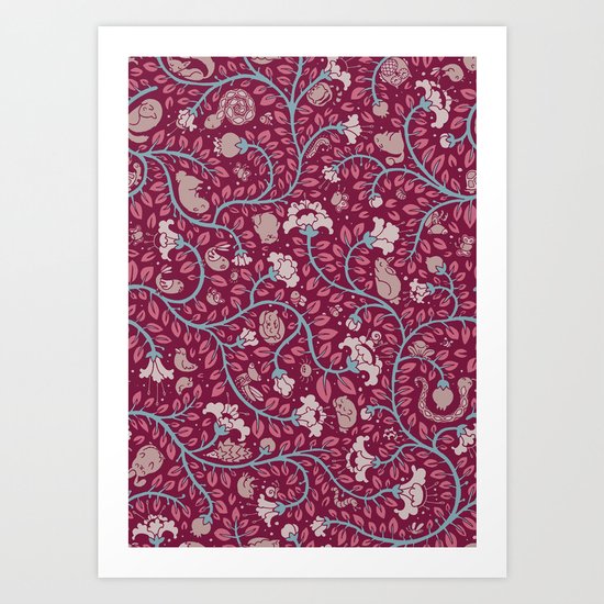 sleepy - red Art Print