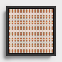 80s Mid Century Rectangles Burnt Orange Framed Canvas