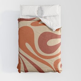 Mod Swirl Retro Abstract Pattern in Mid Mod Burnt Orange Rust Beige Comforter