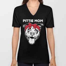 Pittie Mom Pitbull Dog Lover V Neck T Shirt