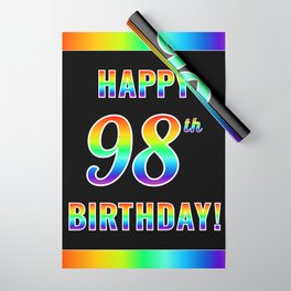 [ Thumbnail: Fun, Colorful, Rainbow Spectrum “HAPPY 98th BIRTHDAY!” Wrapping Paper ]